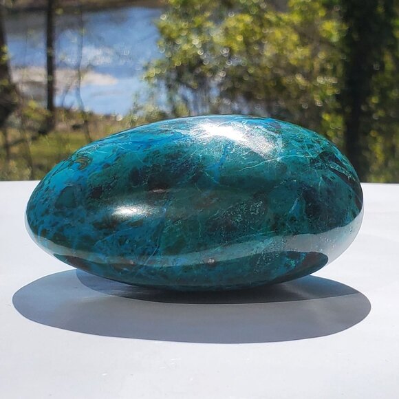 390g 1950ct Peruvian Chrysocolla Polished Mineral Rock Tumbled Stone Green Blue - Picture 2 of 12